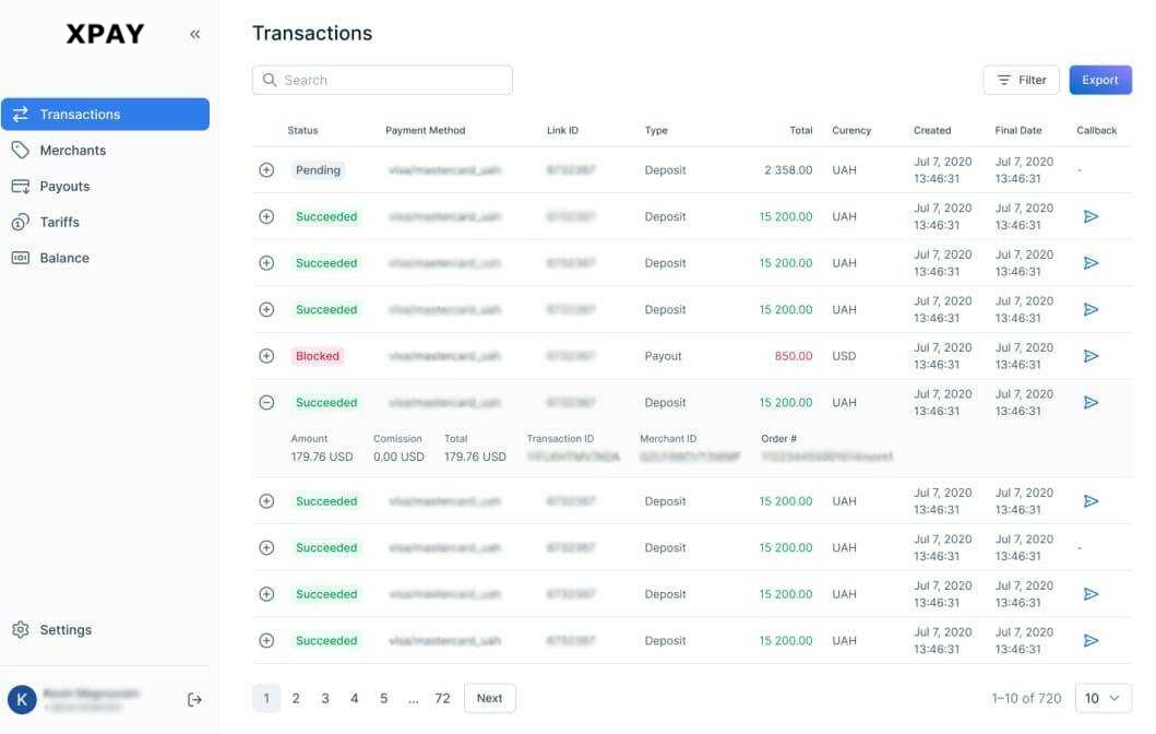 Detailed analytics by request - xpayment.company